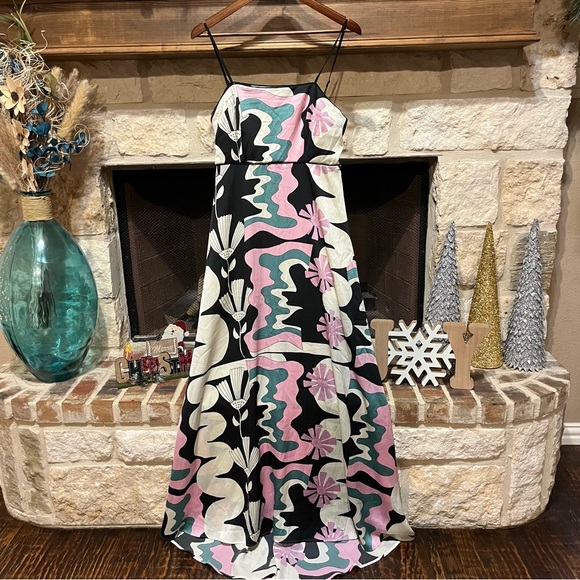 Anthropologie Oopscool Maxi Dress Graphic Print Dress  Floral Eclectic Medium - Picture 6 of 14
